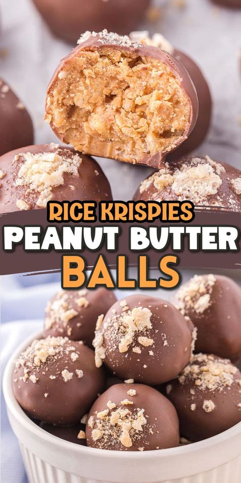 Crunchy Peanut Butter Balls, Rice Cake Balls, Peanut Butter Rice Krispie Balls, Rice Krispies Peanut Butter, Peanut Butter Chocolate Balls, Peanut Butter Rice Crispies, Chocolate Peanut Clusters, Chocolate Rice Krispies, Peanut Butter Balls Recipe