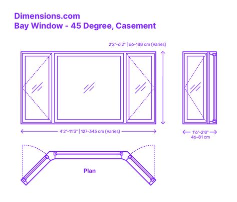 A 45 degree bay casement window is a type of window feature that protrudes from the main wall of a building at a 45-degree angle and is made up of three or more individual windows. This specific type of bay window features casement windows, which are hinged on one side and open outward with the help of a crank. Downloads online #baywindow #windows #construction #buildings Camera Concept, Bay Window Exterior, Window Structure, Window Exterior, Window Construction, Window Dimensions, Reading Berkshire, Casement Window, Calligraphy Words