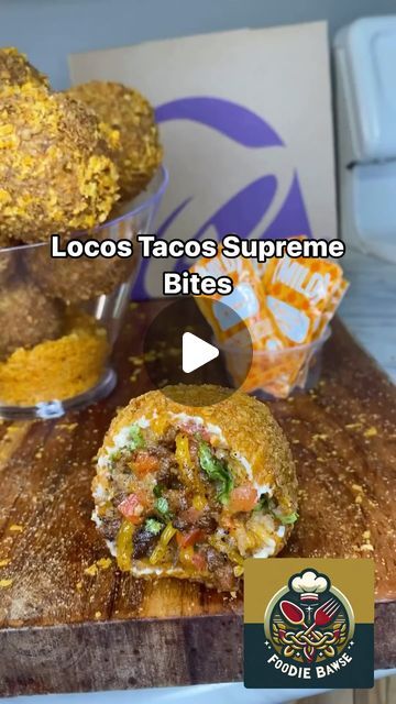 FoodieBawse on Instagram: "Locos Tacos Supreme Bites yummy!!! Recipe by @tashaliana   #tacos #beefrecipes #tacotuesday #tacotime #letseat #dinnerideas #lunchideas  #yummyfood #deliciousfood #crowdpleaser #foodie #appetizers  #appetizerideas #appetizerrecipe #recipes  #foodrecipes #meatballrecipe #diprecipe #partytime #womenwhocook #menwhocook #cooking #cookwithme #letseat #goodeats #goodfood #homecooking #cookingathome #homemadefood #foodstagram #brunchideas" Locos Tacos Supreme Bites, Mexican Feast Ideas Dinners, Taco Balls, Deep Fried Tacos, Appetizer Night, Boudin Balls, Taco Tuesday Recipes, Taco Bites, Taco Time