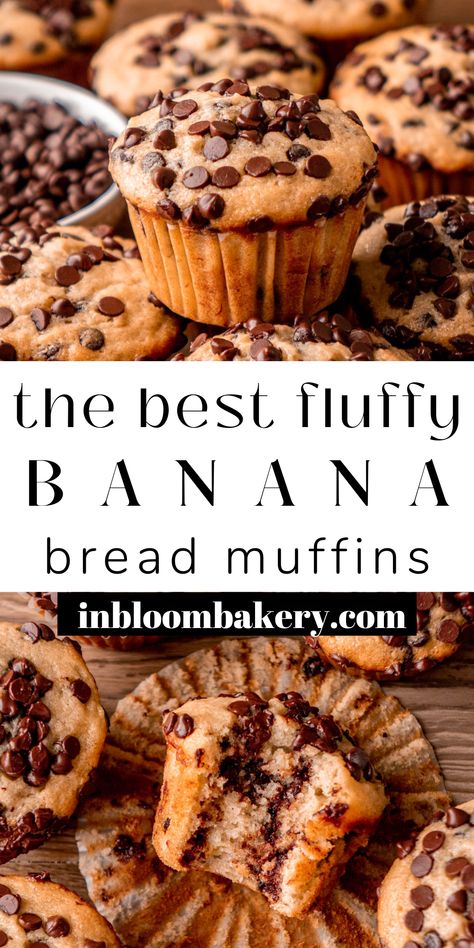 4 Banana Muffin Recipe, Best Banana Bread Muffins Recipe, Banana Bread Cupcake Recipe, Banana Bread Chocolate Chip Muffins, Best Banana Bread Muffins, Banana Bread Muffins Recipe, Banana Bread Muffins Healthy, Banana Bread Cupcakes, Chocolate Chip Banana Bread Muffins