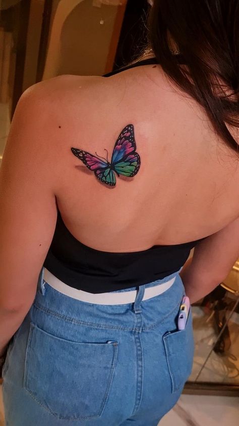 Tattoos For Women Butterfly, Butterfly Tattoos Ideas, Beautiful Butterfly Tattoos, Realistic Butterfly Tattoo, Butterfly Tattoos Images, Colorful Butterfly Tattoo, 3d Butterfly Tattoo, Butterfly Tattoo On Shoulder, Tattoo On Shoulder