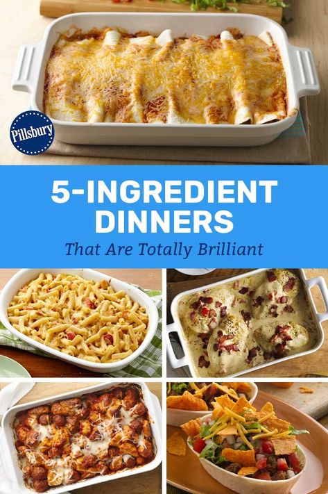 3 Ingredient Dinners, Ravioli Bake, Dinner Rotation, 5 Ingredient Dinners, Pillsbury Recipes, Easy Slow Cooker Chicken, 5 Ingredient Recipes, Yummy Casseroles, Fast Dinners