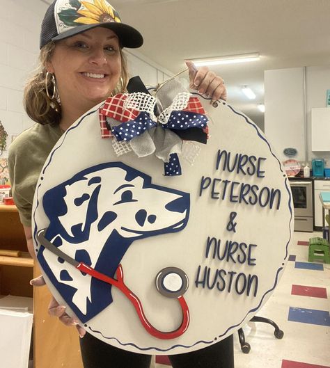 How cute is this school nurse sign with their school mascot? I hope he kiddos get a kick out of the “doctor Dalmatian”! 🥰 School Nurse Sign, School Nurse, School Mascot, The Doctor, Nursing School, Dalmatian, I Hope, Quick Saves