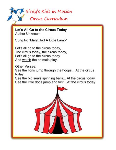 Let's All Go to the Circus Today Song #BirdysKids #ToddlerCreativeMovement Circus Daycare Activities, Circus Songs, The Circus Preschool, Circus Lesson Plans Preschool, Preschool Circus Theme, Circus Lesson Plans For Toddlers, Circus Songs For Toddlers, Circus Songs Preschool, Circus Activities For Toddlers