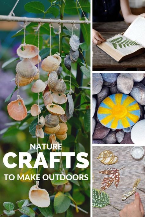 Learn all about nature crafts and activities you can make. Use them while camping, traveling, or in your own backyard! Get all the ideas and tutorials from carlaschauer.com Outdoor Crafts For Toddlers, Nature Party Ideas, Crafts From Nature, Crafts For Camping, Nature Crafts For Adults Diy, Outdoor Crafts For Kids, Homeschool Art Curriculum, Seed Library, Backyard Nature