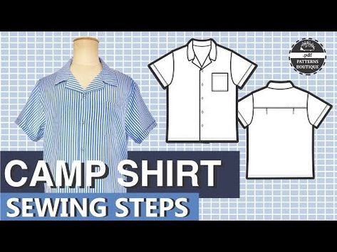 (8782) CAMP SHIRT for Men DIY - Complete Sewing Steps / PDF Patterns Boutique Sew Along - YouTube Shirt Sewing Pattern Free, Sewing Pattern Free, Mens Bowling Shirts, Camp Collar Shirt, Shirt Sewing, Latest African Men Fashion, Collar Shirt Men, Sewing Shirts, Shirt Sewing Pattern