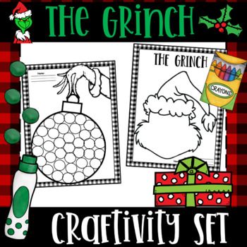 How The Grinch Stole Christmas - (Worksheets, Craftivities, and Playdough Mats)) Grinch Playdough Free Printable, Grinch Day Activities For Kindergarten, Kindergarten Grinch Day, Grinch Day Preschool Activities, Preschool Grinch Activities, Grinch Classroom Activities, Grinch Activities Kindergarten, Grinch Day Kindergarten, Grinch Preschool Activities