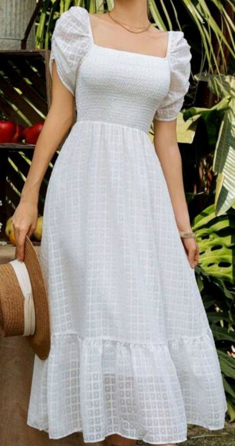 Fitted Midi Dress Casual, Aesthetic Frock Designs, Woman Frock Design, Pinterest Dress Aesthetic, New Frock Design 2024, Stylish Frocks For Women, Cute Frocks For Women, Simple Elegant Dresses Classy Chic, White Frock Design