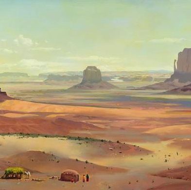 @paintingsofthesouthwest on Instagram: "R. Brownell McGrew, ‘Monument Valley’, oil on masonite board, 30” x 40” (image: Jackson Hole Art Auction) . . . . . #art #painting #southwest #western #westernart #oilpainting #landscape #MonumentValley #NavajoLand #Arizona #sky #mountains #nature #RBrownellMcGrew #McGrew #thewest #paintingsofthesouthwest" Jackson Hole Art, Abstract Art Landscape, Jackson Hole, Art Landscape, Western Art, Find Beauty, Art Auction, Monument Valley, Monument