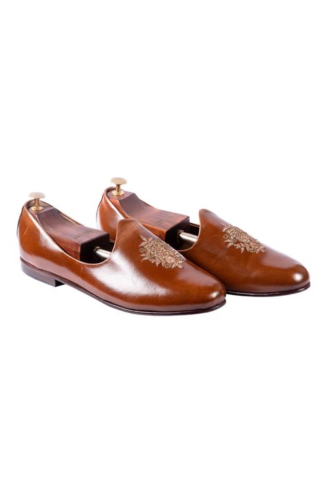 Buy Brown Handcrafted Embroidered Juttis For Men by Artimen Online at Aza Fashions. Heel Care, Men Footwear, Kurta Set For Men, Luxury Sale, Shoe Bags, Kurta Set, Shoes Men, Festival Wear, Stacked Heel