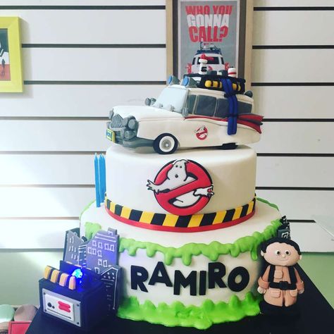 Ghostbusters birthday party | CatchMyParty.com Ghostbuster Party, Ghostbusters Cake, Ghost Busters Birthday Party, Ghostbusters Birthday, Ghostbusters Birthday Party, Ghostbusters Party, Cookie Monster Birthday, Christian Birthday, 4th Birthday Cakes