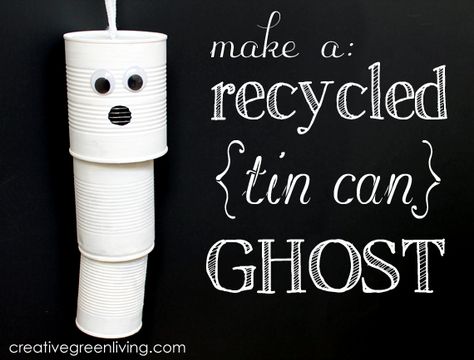 Tutorial: How to make a Halloween windchime from recycled tin cans Recycled Cans, Recycled Tin Cans, Ghost Crafts, Hallowen Ideas, Recycle Cans, Altered Tins, Recycled Tin, Tin Can Crafts, Tin Cans