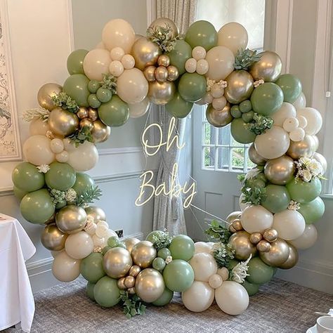 Avocado Green Balloons Garland Green White Sand Gold Balloon Arch Kit Jungle Safari Theme Kids Safari Baby Birthday Party, Safari Baby Birthday, Baby Shower Verde, Sage Green Baby Shower, Baby Birthday Party Decorations, Helium Balloons Birthday, Green Balloons, Safari Wedding, Wedding Anniversary Decorations