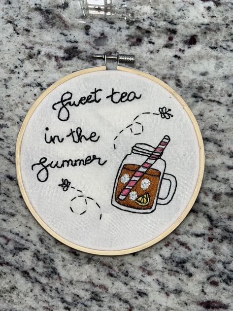 Sweet Tea In The Summer Taylor Swift, Taylor Swift Embroidery Pattern, Taylor Swift Embroidery Ideas, Eras Embroidery, Taylor Swift Cross Stitch, Taylor Embroidery, Taylor Swift Embroidery, Summer Lyrics, Folklore Album