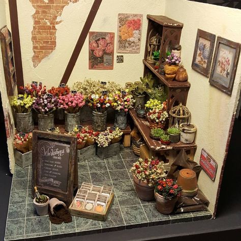 Dollhouse Flower Shop, Miniature Potting Shed, Miniature Apothecary Shop, Dollhouse Garden Shed, Miniature Antique Shop, Dolls House Shop, Room Box Miniatures, Dollhouse Garden, Miniature Flowers