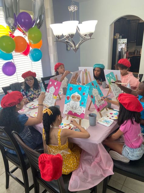 Kids Paint And Sip Party Ideas, Sip And Paint Party Ideas Food, Kids Sip And Paint Party Ideas, Sip And Paint Party Ideas, Paint Party Ideas, Paint Business, Kids Painting Party, Friend Party, Sip And Paint