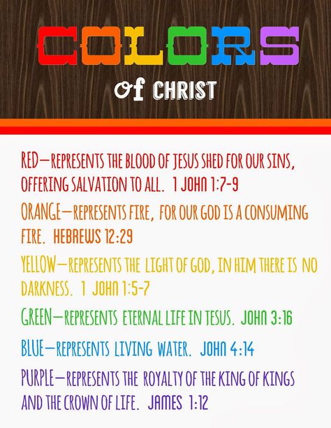 Colors of Christ - Meanings Free Printable - Detail-Oriented Diva! Colors In The Bible, Rainbow Meaning, Shingle Colors, Bible Pictures, Color Meanings, Coloring Eggs, Easter Colors, Childrens Church, Bible School