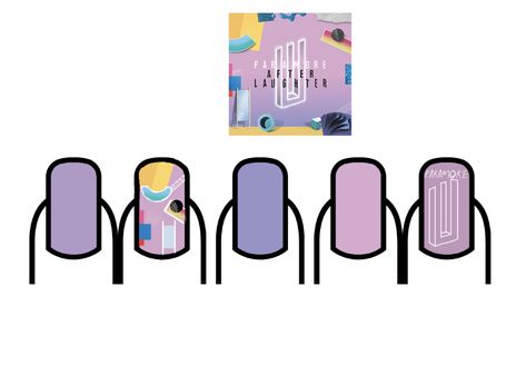 Paramore Nail Art, Paramore Nails, Paramore After Laughter, Funky Nails, Paramore, Nail Ideas, Nail Inspo, Pink Purple, Gaming Logos