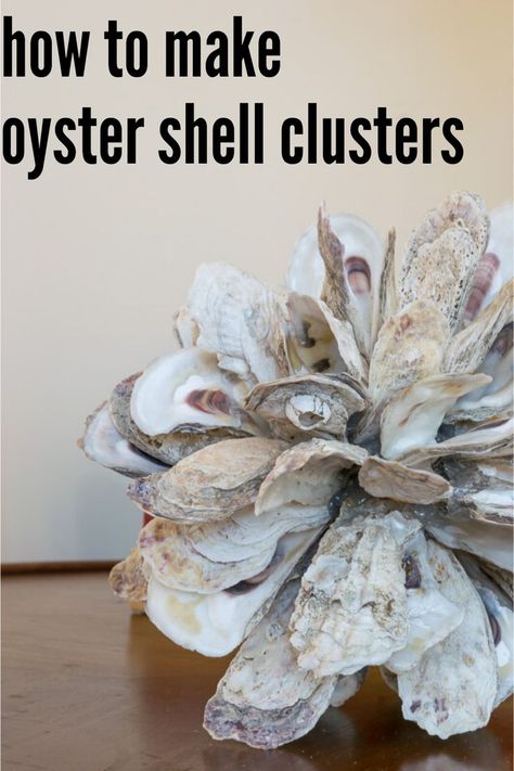 Easy home decor DIY to add coastal charm to your home. An easy DIY, with material and instructions. Oyster Shell Garland Diy, Things To Do With Shells From The Beach, Oyster Garland, Easy Home Decor Diy, Oyster Shells Diy, Oyster Shells Decor, Beachy Crafts, Shell Projects, Shell Garland