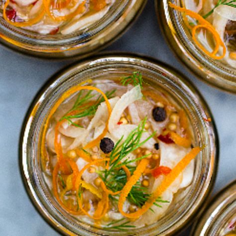 Fennel and Orange Pickle - The Happy Foodie Pickled Fennel, Artisan Kitchen, Fennel Recipes, Yellow Mustard Seeds, Burrata Salad, Green Food, Orange Recipes, Pickling Recipes, Picnic Foods