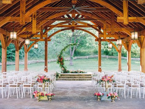 Wedding Ceremony | Floral by Melissa Timm Designs | Outdoor wedding chapel pavilion | Fuji Film | cardinals nest wedding venue Outdoor Pavilion Wedding Ceremony, Wedding Pavilion, Pavilion Wedding Ceremony, Smoky Mountain Wedding, Pavilion Wedding, Elegant Wedding Venues, Wedding Prices, Chapel Wedding, Outdoor Wedding Ceremony