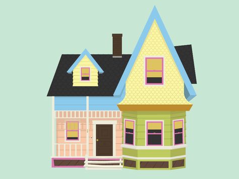 This is a small part of a bigger personal illustration I am working on. Up House Pixar, Up House Drawing, Up Movie House, Disney Up House, Up Pixar, Up The Movie, Colorful Drawing, Disney Classroom, House Clipart