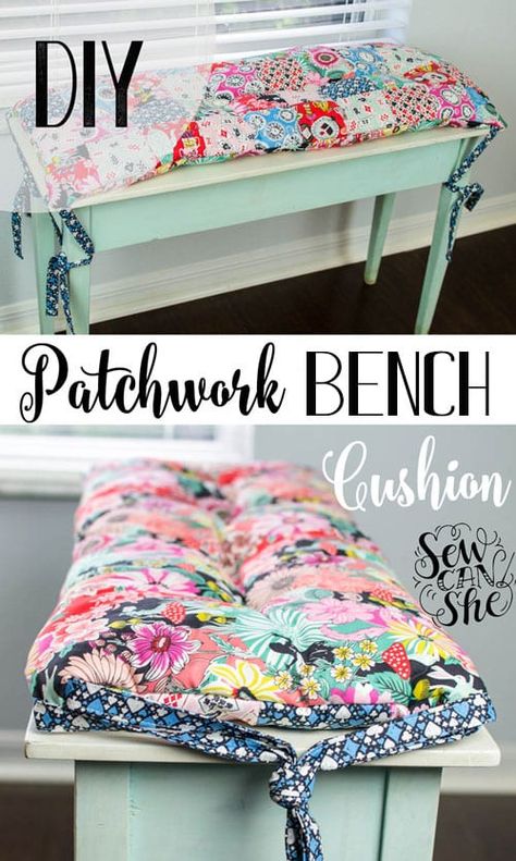 Sewing Cushions, Piano Bench, Sewing Machine Feet, Patchwork Cushion, Sewing Tutorials Free, Beginner Sewing Projects Easy, Sewing Pillows, Sewing Projects For Beginners, Bench Cushion