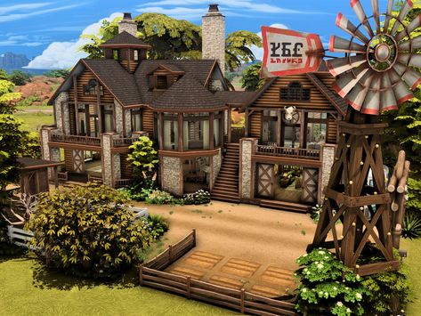 The Sims 4 Lots, Sims 4 Tsr, Bedroom Drawing, Sims 4 House Design, Sims Building, Sims House Plans, Horse Ranch, Sims Community, Sims 4 Build