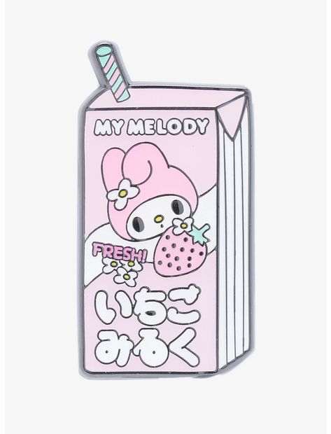 Japanese Text, Melody Hello Kitty, Milk Box, Hello Kitty Coloring, Cute Slippers, Kawaii Design, Cute Toys, Cute Pins, Something Sweet