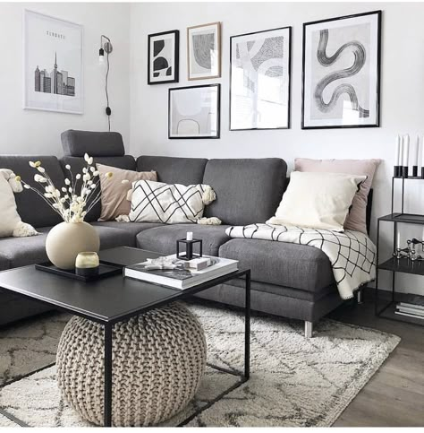 Grey Sofa Living Room, Apartment Decorating Living, Style Salon, Living Room Decor Gray, Apartment Living Room Design, Cosy Living Room, Living Room Design Inspiration, Living Room Trends, Brown Living Room