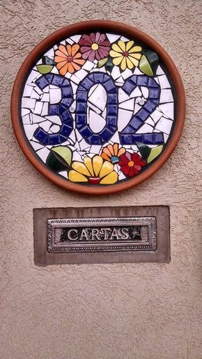 House Number Ideas, Mosaic Art Diy, Mosaic Garden Art, Mosaic Madness, Mosaic Stained, Mosaic Tile Art, Mosaic Art Projects, Number Ideas, Mosaic House