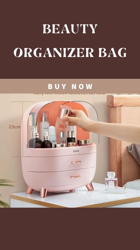 beauty organizer bag Skin Care Holder, Makeup Containers, Makeup Drawer Organization, Makeup Drawer, Makeup Storage Box, Beauty Organization, Makeup Brush Storage, Skincare Organization, Makeup Box