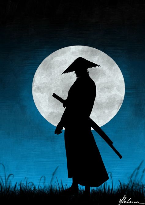 Samurai Illustration Art, Samurai Artwork Japanese Art, Samurai Silhouette, Pencil Drawing Inspiration, Samurai Illustration, Japanese Art Samurai, Modern Art Canvas Painting, Japan Painting, Samurai Artwork