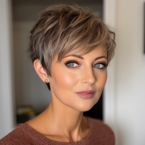 Pixie Hairstyles With Short Bangs, Short Layered Haircuts For Fine Hair Long Pixie, Long Pixie Hairstyles For Thinning Hair, Short Hairstyle Women Long Bangs, Pixy Bob Haircut Short, Side View Pixie Haircut, Short Pixy Hairstyles For Women, Short Pixel Haircut, Short Textured Bob Choppy Layers Fine Hair