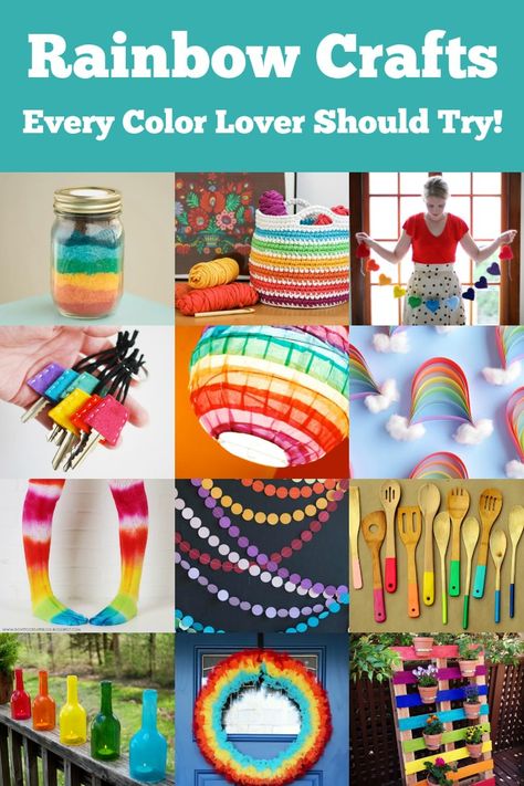 These rainbow crafts are fun for adults or children - anyone who loves color should try these projects! There are ideas for all skill levels. Rainbow crafts are great for St. Patrick's Day, Pride, spring, or any other holiday or celebration! Lgbtq Crafts Ideas, Diy Rainbow Decorations, Rainbow Diy Crafts, Rainbow Crafts For Kids, Rainbow Crayon, Rainbow Christmas Tree, Rainbow Wreath, Rainbow Diy, Are Ideas