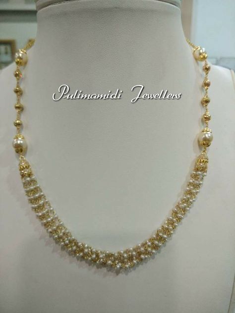 Small Pearl Chains Indian Gold, Pearl Chains Indian Gold, Baby Jewellery, Pearl Chains, Pendent Set, Gold Jewels Design, Pearl Jewelry Design, Gold Mangalsutra Designs, Gold Mangalsutra