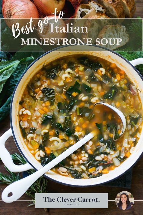 Ministroni Soup Recipe Italian, Minestrone Soup Recipes, Best Minestrone Soup Recipe, Italian Minestrone Soup Recipe, Minestrone Recipe, Italian Minestrone Soup, The Clever Carrot, Clever Carrot, Gnocchi Recipes Homemade