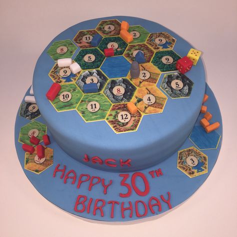 Catan Birthday Cake, Catan Birthday Party, Board Game Cake Ideas, Board Game Birthday Cake, Board Game Cake, 30th Birthday Cake For Women, 36 Birthday, Game Night Snacks, Game Cake