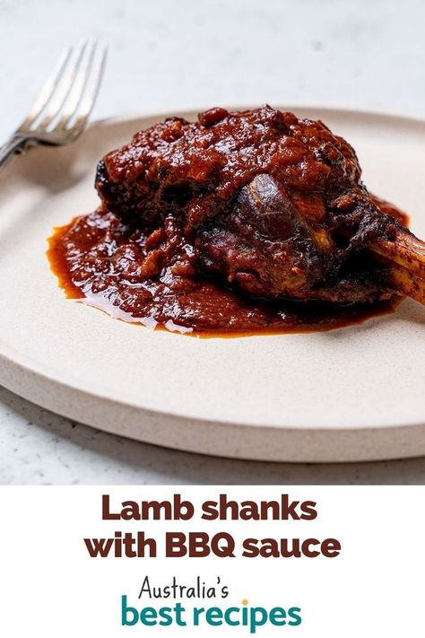 Tonight's dinner is sorted! Conclude the weekend the right way with this hearty lamb shanks with barbecue sauce recipe - perfect with mash potoatoes or rice. Lamb Shanks Slow Cooker, Lamb Shank Recipe, Crockpot Stew, Barbecue Sauce Recipes, Lamb Shanks, Best Dinner Recipes, Barbecue Sauce, Bbq Sauce, Stew