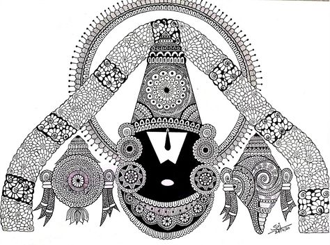 Tirupati Balaji Mandala Art, Basic Sketching, Cloth Painting, Printable Mandala, Venkateswara Swamy, Tirupati Balaji, Lord Venkateswara, Indian Traditional Paintings, Ganesha Drawing