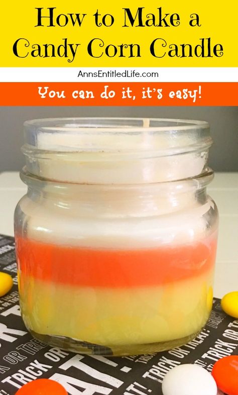 How to Make a Candy Corn Candles June Moon, Candy Corn Candles, Diy Glitter Candles, Candle Tutorial, Wax Candles Diy, Fall Candy, Making Candles Diy, Glitter Candles, Food Candles