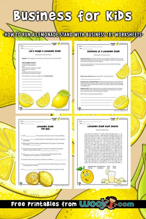 Business for Kids: How to Run a Lemonade Stand | Woo! Jr. Kids Activities Lemonade Stand Supplies, Lemonade Stands For Kids, Lemonade Activity For Kids, Lemonade Signs For Kids, Lemonade Wars Activities, Lemonade Business Ideas, Lemonade Stand Ideas Diy, Lemonade Stand Ideas For Kids, Lemonade Stand Aesthetic