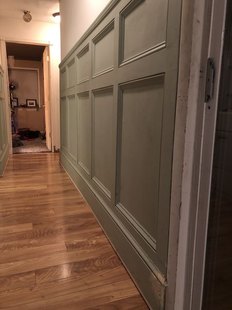 Hallway Wainscotting, New England Style Homes, Hall Ideas, Essential Woodworking Tools, Wall Panelling, Crown Moulding, New England Style, England Style, Home Upgrades