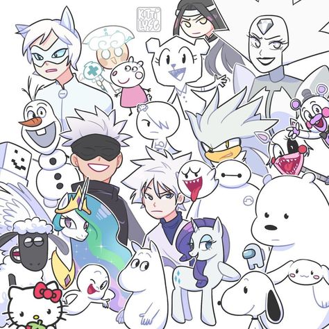 Polarcubart Dani, White Characters Cartoon, Purple Characters Cartoon, Anime Character Collage, Orange Characters, Color Characters, Blue Characters, Colored Characters, Color Collage