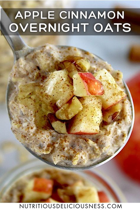 Sweet and creamy, these Apple Cinnamon Overnight Oats are infused with warm cinnamon spice and juicy apples. It's a tasty, no-fuss breakfast that's ready when you are. Cinnamon Apple Overnight Oats, Rolled Oats Recipe, Apple Cinnamon Overnight Oats, Apple Overnight Oats, Cinnamon Overnight Oats, Oat Breakfast, Apple Cinnamon Oatmeal, Sour Fruit, Overnight Oats Healthy