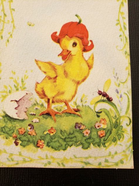 Vtg 1940s Gibson Easter Greeting Card Duck Cracked Shell Flower Bonnet Ink Cartoon, Vintage Easter Cards, Easter Greeting, Family Easter, Anniversary Greeting Cards, Anniversary Greetings, Easter Greeting Cards, Valentine Greeting Cards, Valentines Greetings