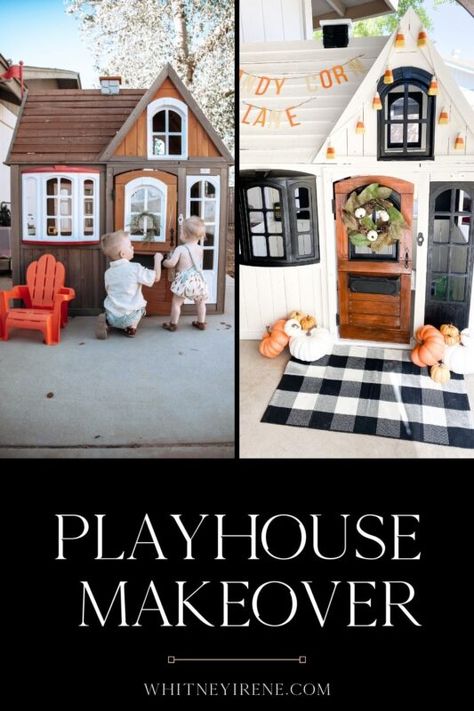 Kidcraft Forest View Playhouse, Kidscraft Playhouse, Wood Playhouse Makeover, Inside Kids Playhouse, Kids House Playhouses, Outdoor Playhouse Makeover, Kids Playhouse Interior, Kidkraft Playhouse Makeover, Playhouse Inspiration