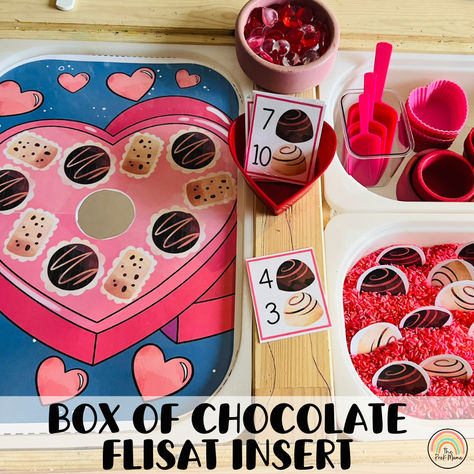 Box of Chocolates Flisat Insert, Valentine's Day Flisat Insert, Flisat Table, Flisat Insert Printable, Flisat Insert Preschool, Sensory This Flisat insert comes in two sizes, a small insert to fit the small bins and a large insert to fit the larger bins. Included are the number cards and chocolates. Flisat Table, Valentine Week, Preschool Sensory, Box Of Chocolates, Valentine's Week, Piece Of Paper, Number Cards, St Valentin, Sensory Bins