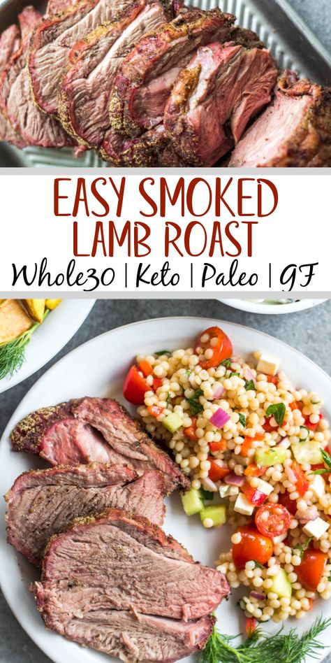 This easy smoked lamb roast is great for entertaining or a special family weekend dinner. It's healthy, quick to prepare and simple to cook on the smoker. It's also Whole30, low carb/keto, gluten-free and paleo, so no matter who's at your dinner table, everyone will enjoy! Seasoned to perfection with spices already in your pantry, this boneless lamb roast is juicy and full of flavor with very little hands on time! #whole30recipes #lambrecipes #smokerrecipes #ketosmoker #paleosmoker #smokedlamb Boneless Lamb Roast, Lamb Roast Recipe, Roast Leg Of Lamb, Smoked Lamb, Paleo Meat Recipes, Whole30 Dinner Recipes, Best Paleo Recipes, Easy Whole 30 Recipes, Delicious Paleo Recipes