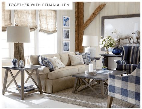 12 ways to make your home feel like summer year-round Teal Living Room Decor, Ethan Allen Furniture, Teal Living Rooms, Coastal Living Rooms, Family Room Design, Cottage Living, Ethan Allen, Living Room Inspiration, Living Room Sofa